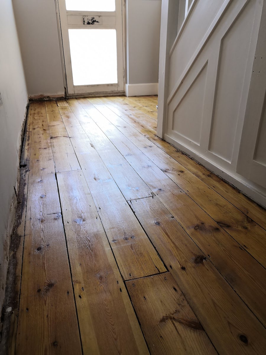 Wood floor sanded and treated